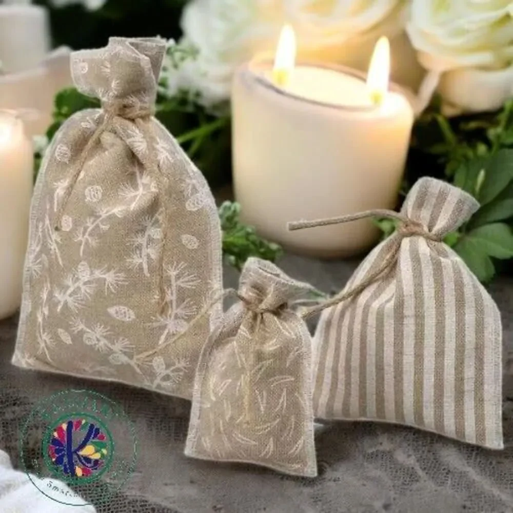 IKEA VINTERFINT Gift Bag Wrapping Jewelry Mixed‎ Patterns/Natural Jute - 2 Pack